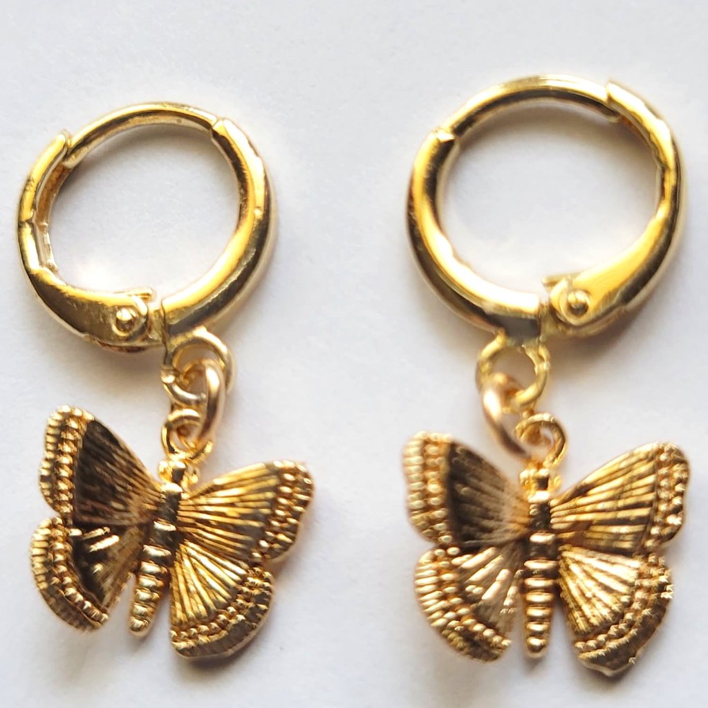 New Dainty Butterfly Huggie Hoops Earrings